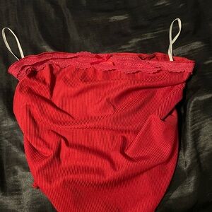 Forever 21 Red Lace Trim Cami Top